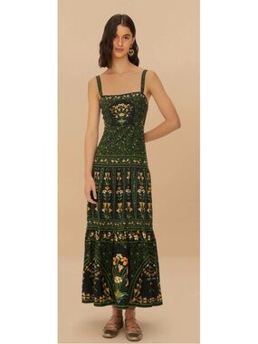 chinese dress ladies Floral Tapestry V Neck Maxi Dress – FARM Rio main image 0